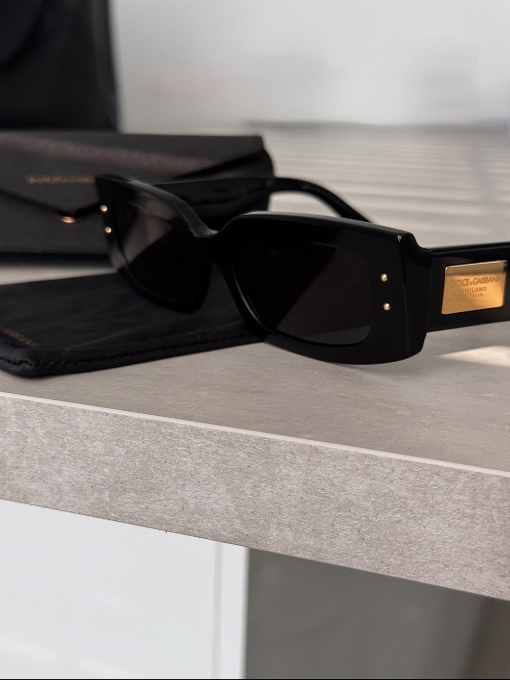 Dolce & Gabbana Black Sunglasses with Gold Plaque